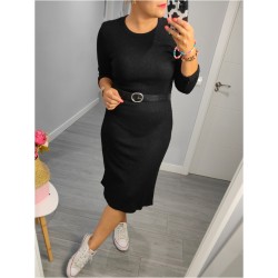 VESTIDO MIDI BASICO + CINTO NEGRO