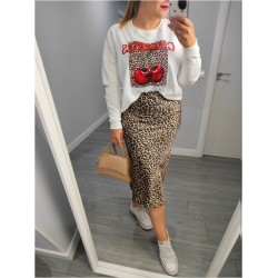 FALDA SATEN LEOPARDO