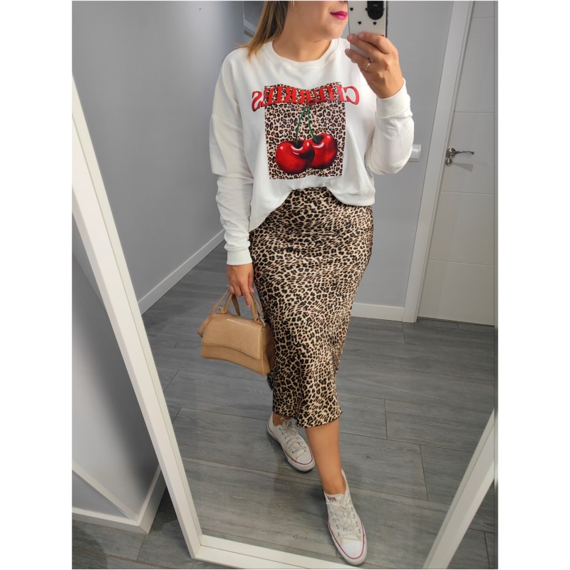 FALDA SATEN LEOPARDO