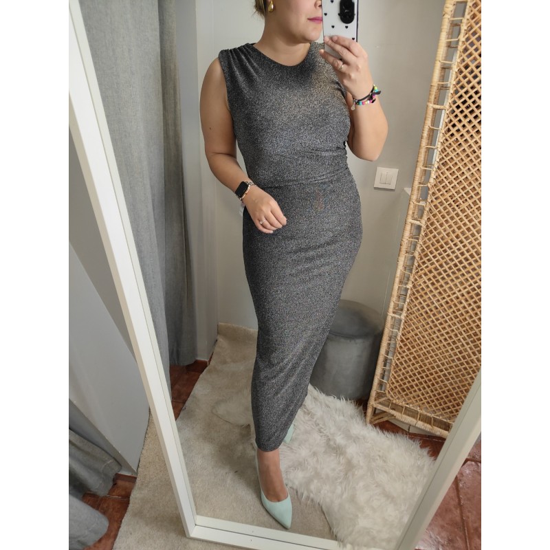 VESTIDO BRILLO GRIS