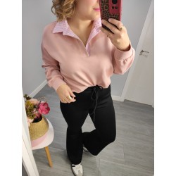 SUDADERA CUELLO RAYA ROSA