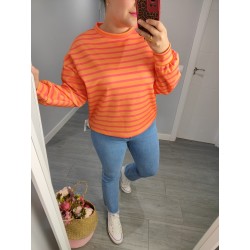 SUDADERA RAYAS NARANJA