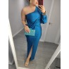 VESTIDO NUDO LARGO PETROLEO