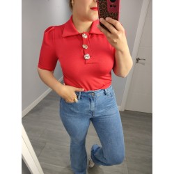 POLO ROJO BOTONES
