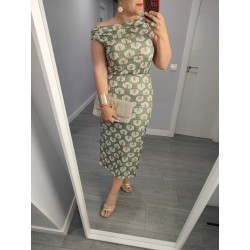 VESTIDO CUELLO CAIDA VERDE