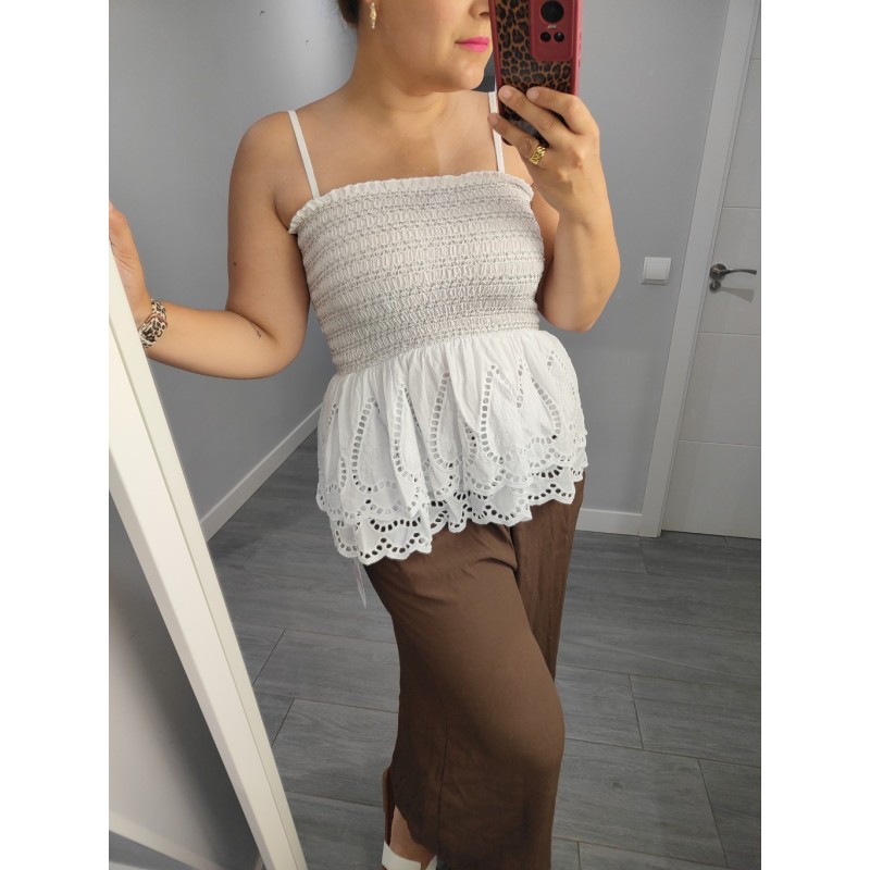 CAMISETA NIDO CALADA BLANCA