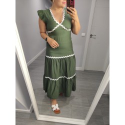 VESTIDO LARGO DETALLE BLANCO VERDE
