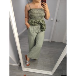 PANTALON LARGO LINO VERDE