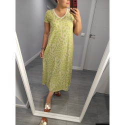VESTIDO ESTAMPADOLEOPARDO /ORO VERDE