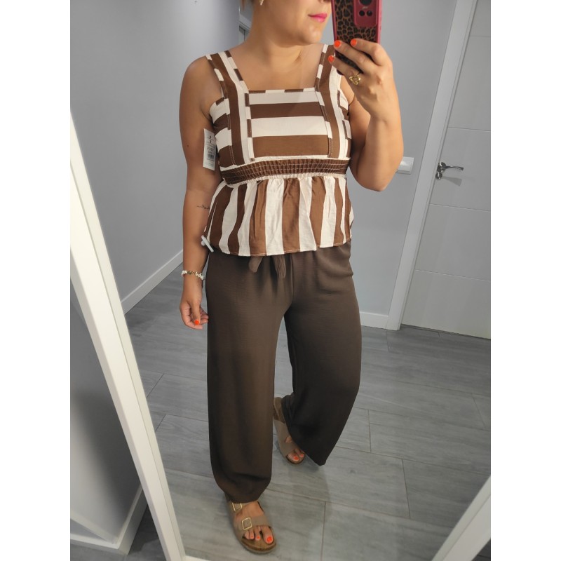CAMISETA DOBLE COLOR MARRON