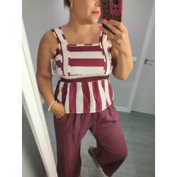 CAMISETA DOBLE COLOR GRANATE