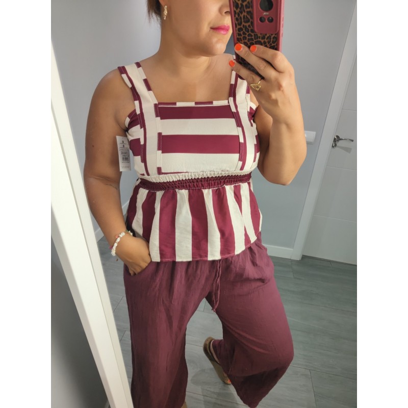 CAMISETA DOBLE COLOR GRANATE