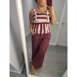 PANTALON LINO GRANATE