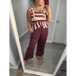 PANTALON LINO GRANATE