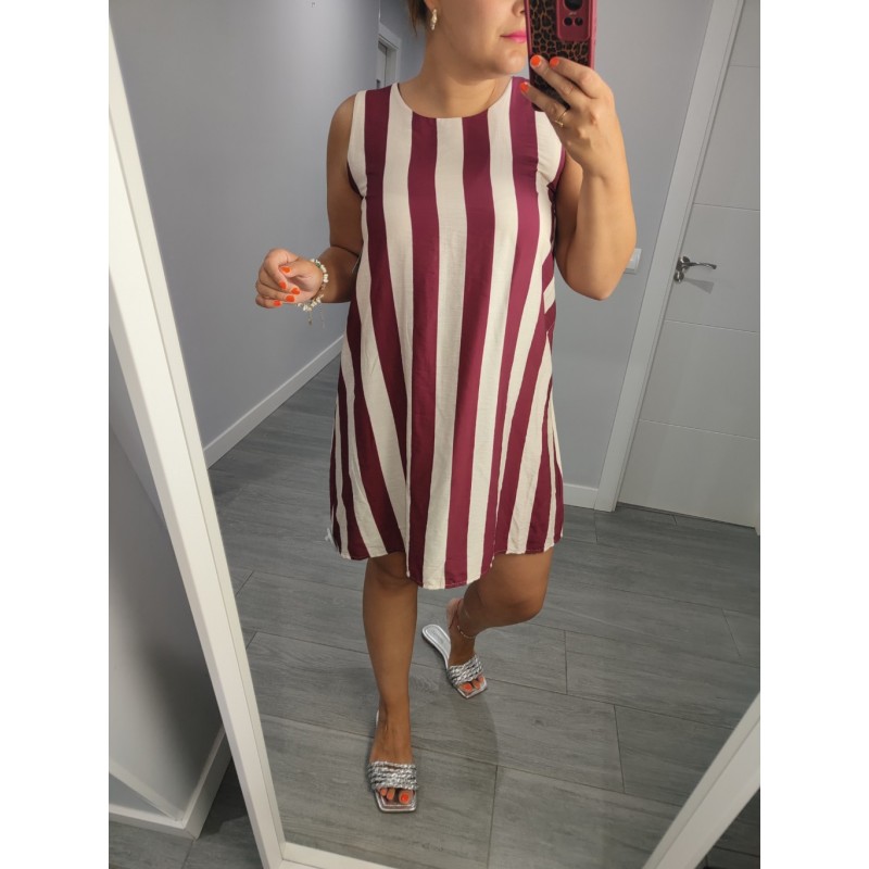 VESTIDO RAYAS GRANATE