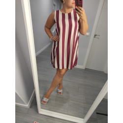 VESTIDO RAYAS GRANATE