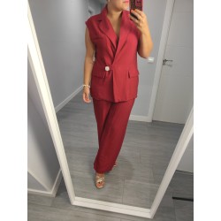 CONJUNTO BOTON ORO GRANATE