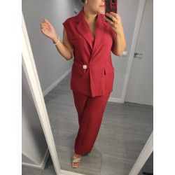 CONJUNTO BOTON ORO GRANATE