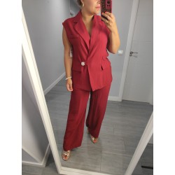 CONJUNTO BOTON ORO GRANATE