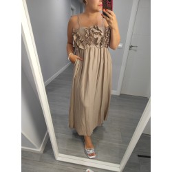 VESTIDO VOLANTE PECHO CAMEL