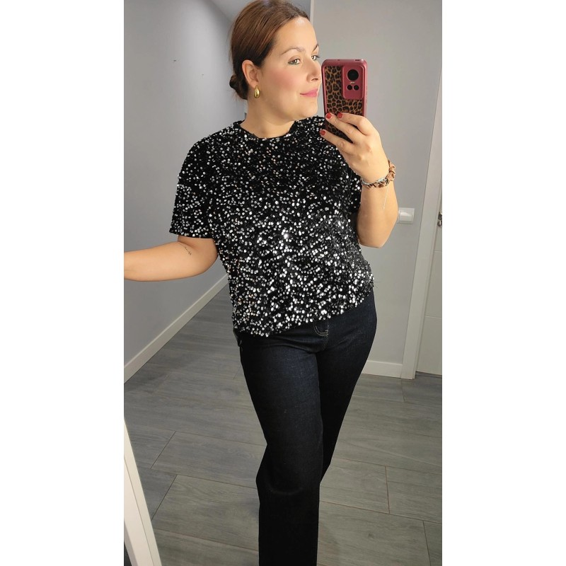 BLUSA LENTEJUELAS PLATA