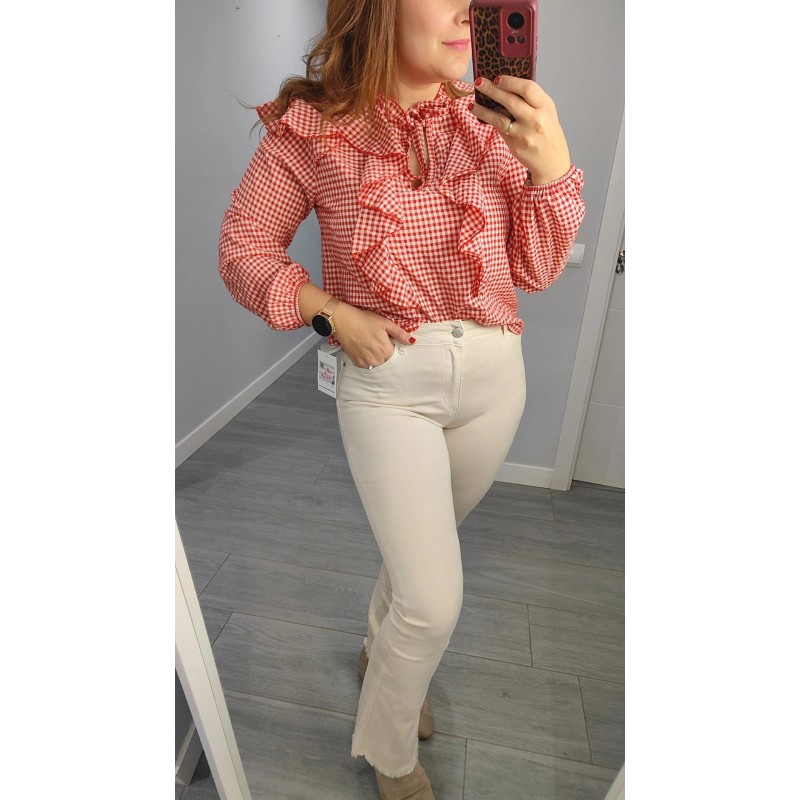 BLUSA VICHY VOLANTE